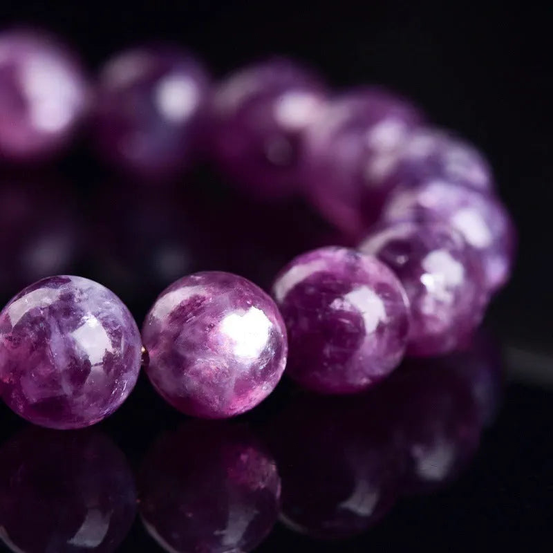 Korean-style geometric crystal bracelet with polished 5A grade purple beads in single-circle design