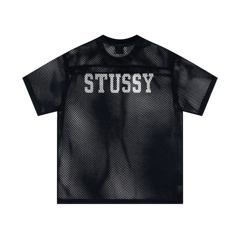 Loose cotton short sleeve jersey with letter printing, available in black, apricot, white, green, dark blue and khaki, sizes S-XL