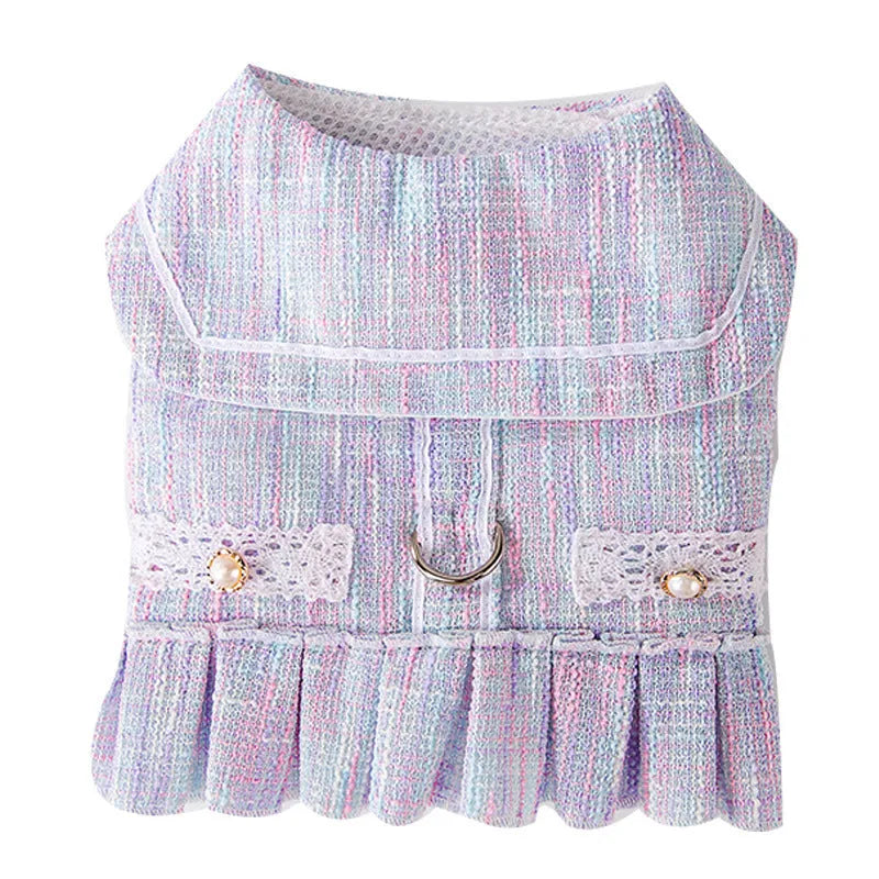 Small dog and cat pet clothes in polyester fibre, available in Salem purple and A & L pink colours across S, M, L, XL sizes