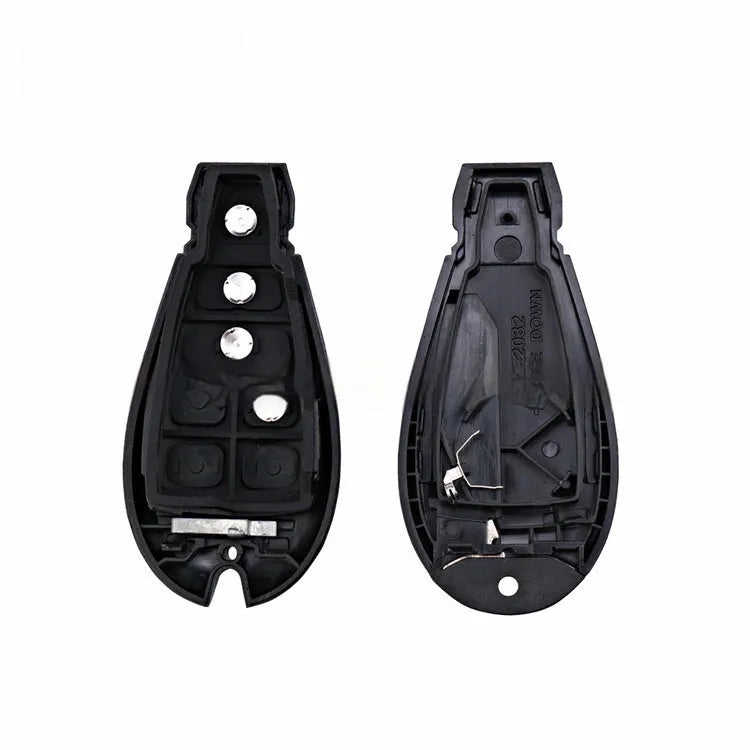 Dodge Chrysler smart key replacement shell in ABS brass and nylon, dimensions 85mm by 42mm by 15mm.