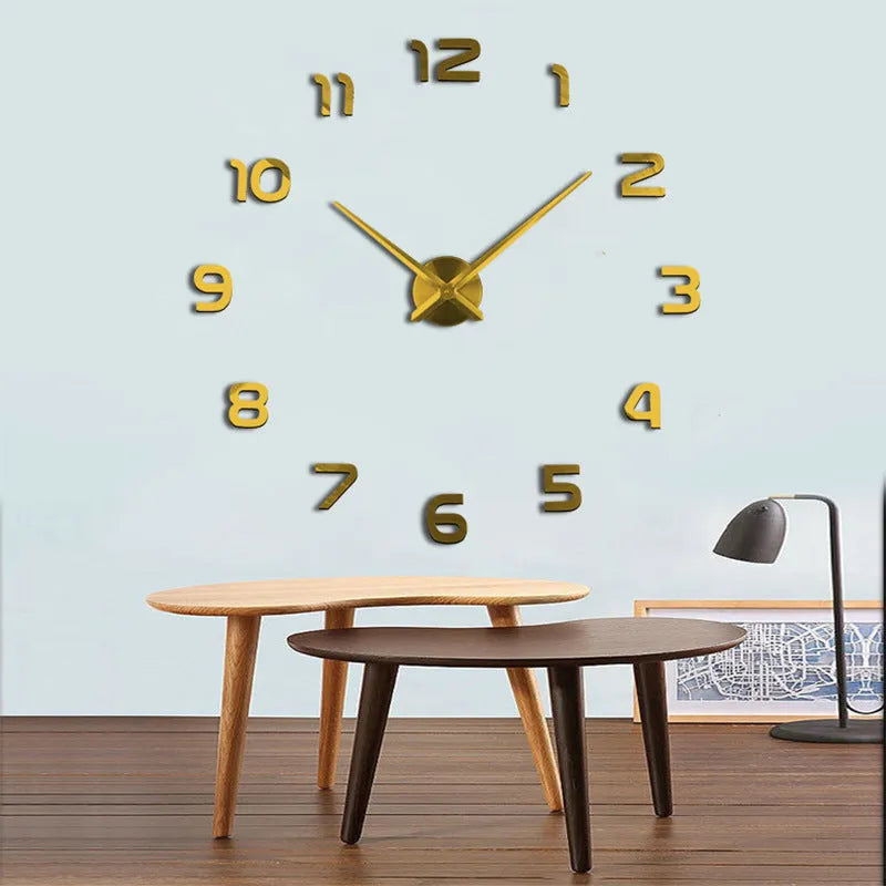 Round silver acrylic wall clock, single-sided, for living room bedroom study or office wall