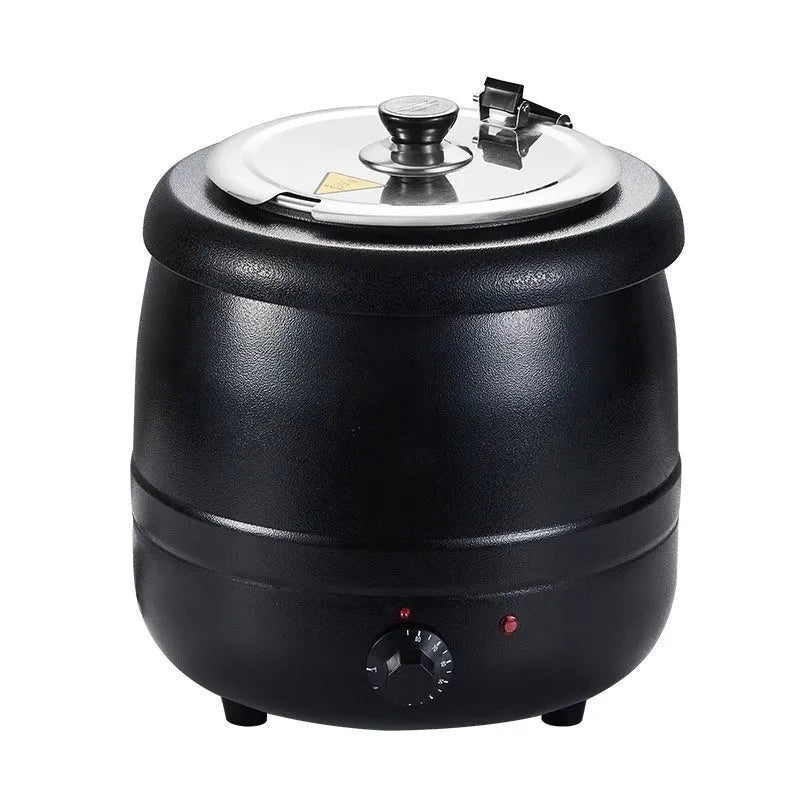 10L black electric heating soup pot with stainless steel insulation and large mouth cover
