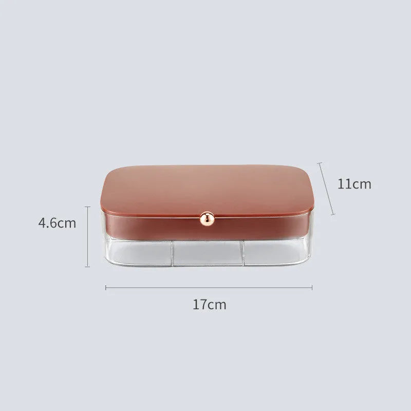Green minimalist jewelry storage box with multi-layer compartments measuring 17x11x4.6cm
