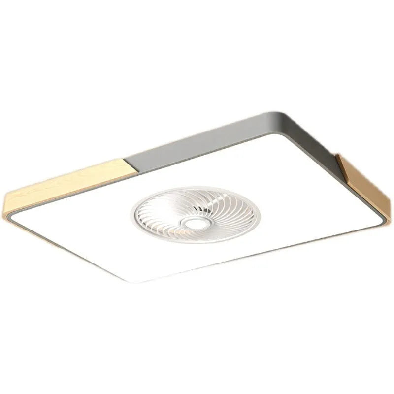 Nordic style ceiling fan with integrated light and solid wood blades in rectangular, round, or square shapes.