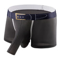 Men's solid colour ice silk boxers showing mid-waist design on a grey background