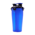 White portable pet cup with separate water and food compartments for dogs and cats outdoors.