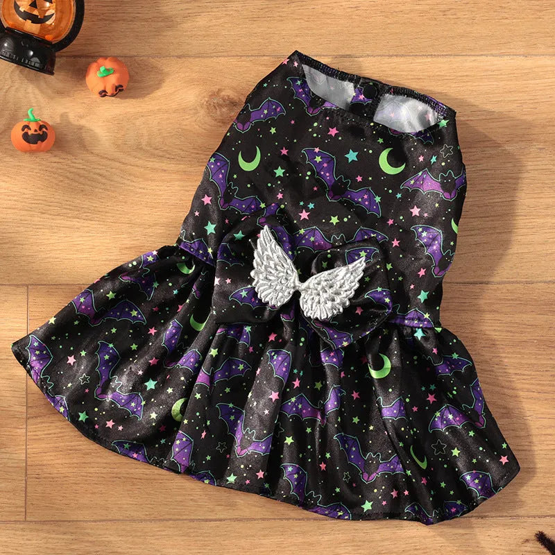 Halloween dog costume with angel wings in bright pumpkin colour, size medium