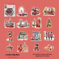 Holiday Journey Series architecture journal stickers with retro illustrations of seven famous landmarks