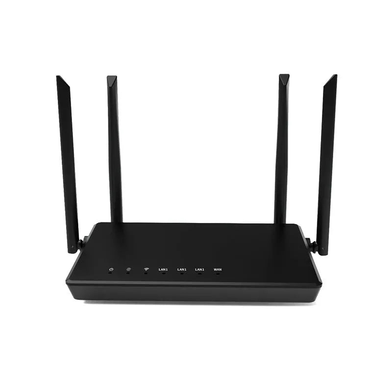 Portable WiFi router with 300m range in black or white metal housing showing network ports