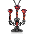 Gothic hollow candlestick pendant necklace on a cross chain in retro candlestick colour.