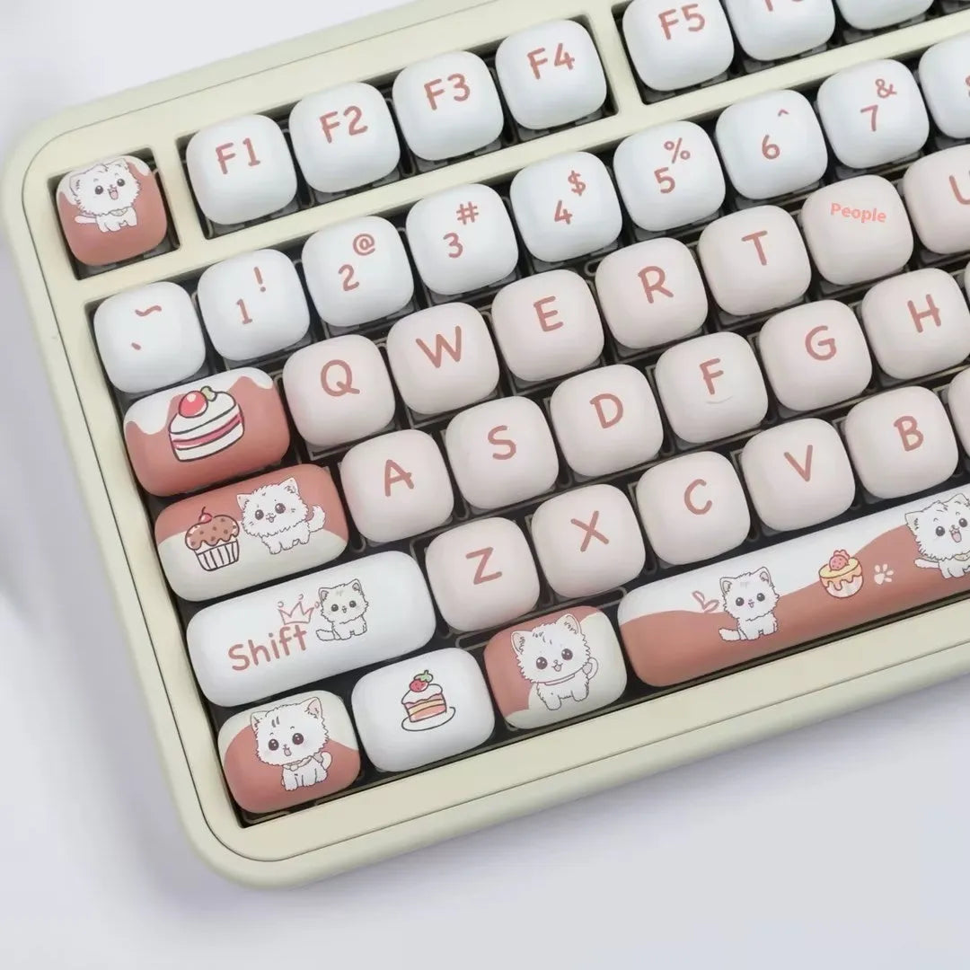 Dessert Cat cartoon themed mechanical keyboard key caps with colourful baked goods patterns