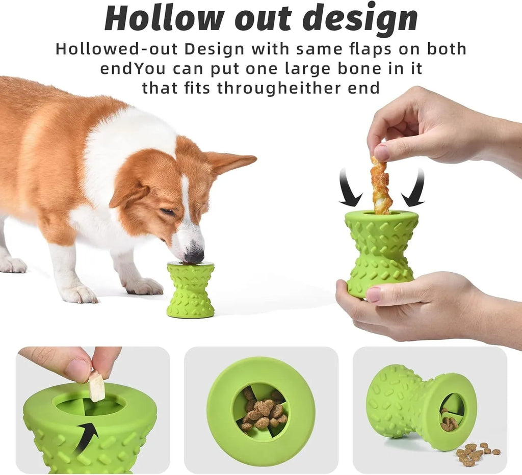Blue natural rubber treat dispensing dog bone toy for aggressive chewers