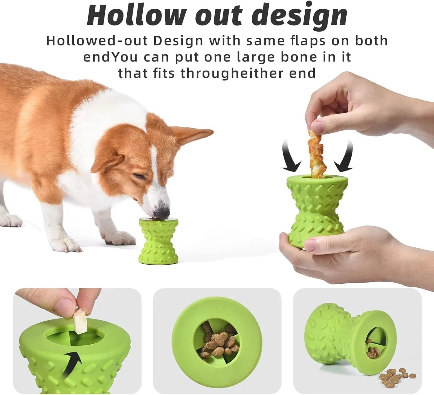 Blue natural rubber treat dispensing dog bone toy for aggressive chewers