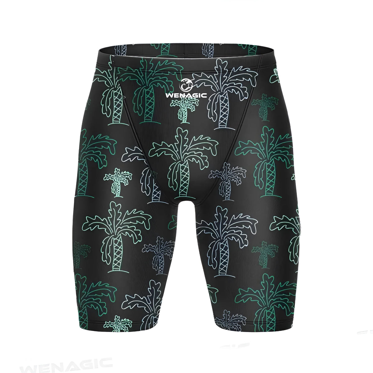 Brief-style Lycra swimming trunks for men in a solid colour, shown laid flat