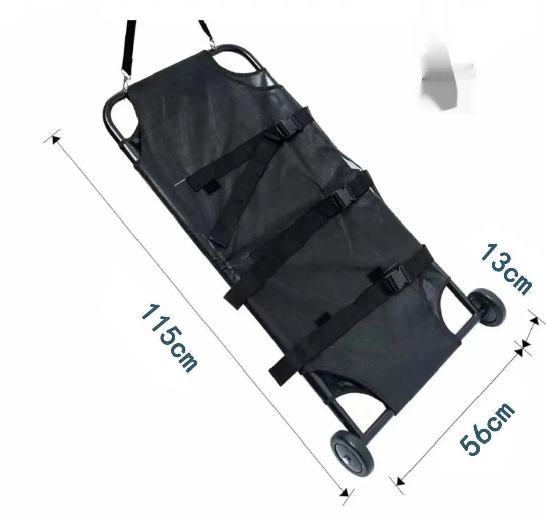Black foldable aluminium alloy pet stretcher for emergency animal transport