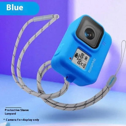 GoPro Hero8 Black silicone protective sleeve with carrying strap in blue colour option