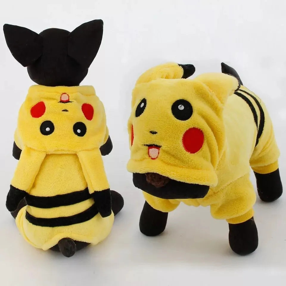 Fleece cat hoodie costume in cartoon style for small dogs and cats in autumn winter