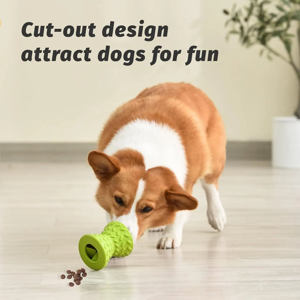 Blue natural rubber treat dispensing dog bone toy for aggressive chewers