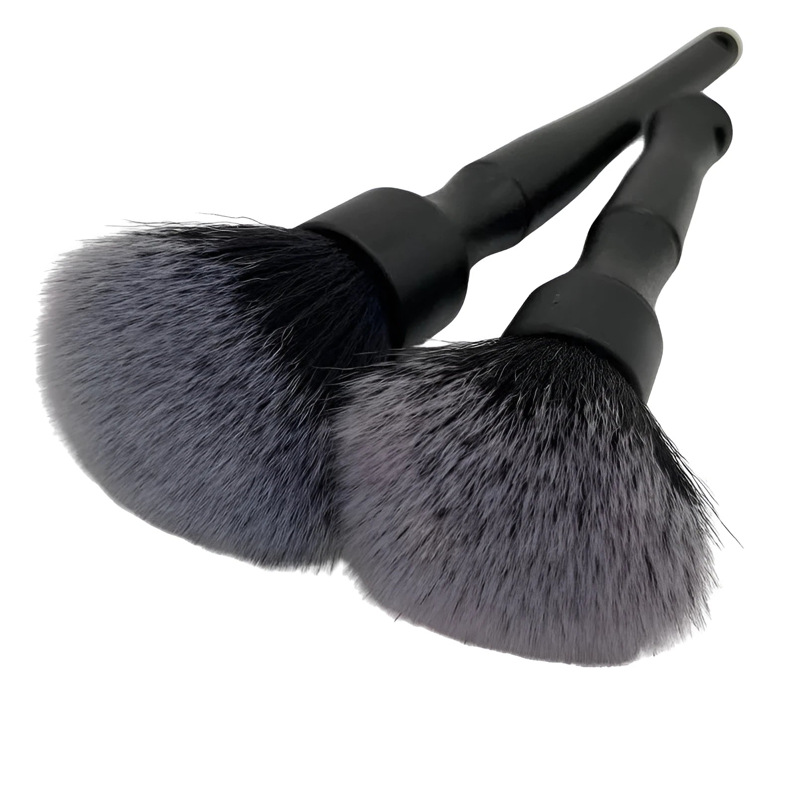 Black PP handle car detailing brush with ultra-soft pig hair bristles in large and small sizes.