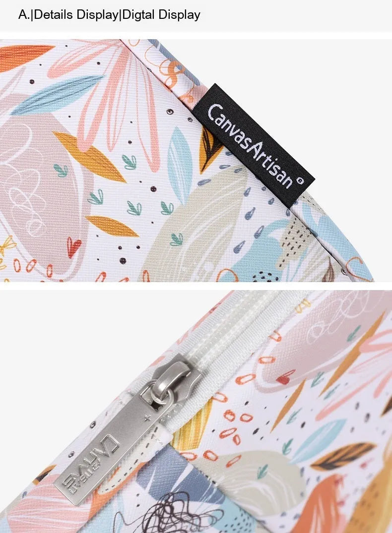 White waterproof PU leather laptop inner sleeve for 14 inch computers, shown with size options.