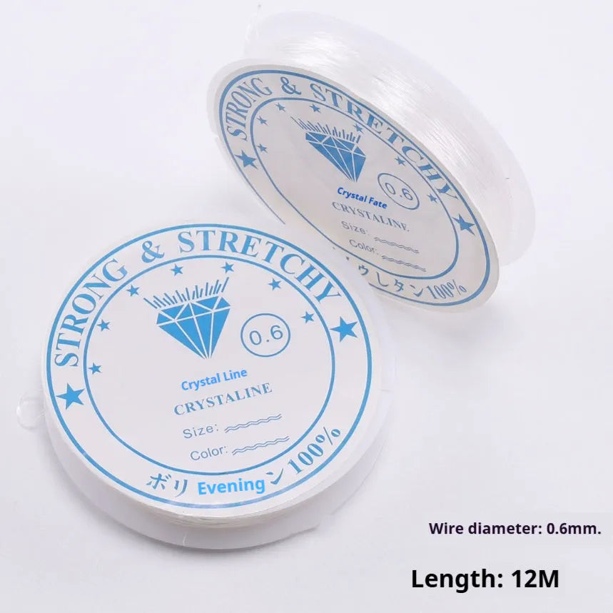 Spool of transparent white elastic fishing line for DIY jewellery and craft projects