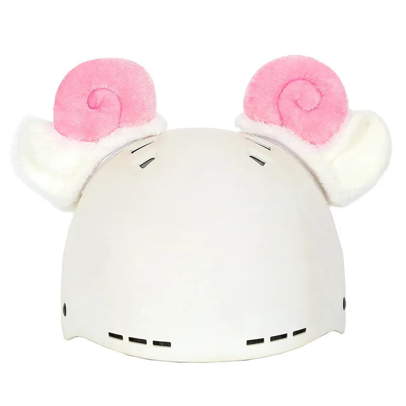 Plush helmet cover with cartoon ear decorations for cycling and costume use
