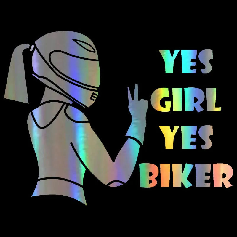 Cool Girl Rider waterproof vehicle sticker in black, white and laser colours measuring 16cm by 15cm