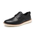Men's black slip-on business casual shoes with round toe and TPR sole