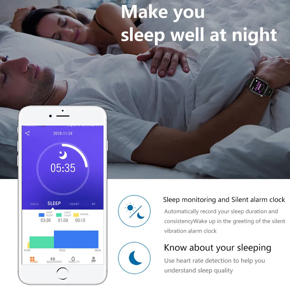 F16 Smart Watch with ECG monitor showing black grey silicone wristband and 43mm display