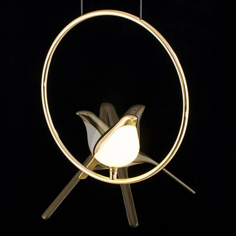 Modern minimalist magpie bird chandelier with zinc alloy and acrylic construction measuring 150cm height