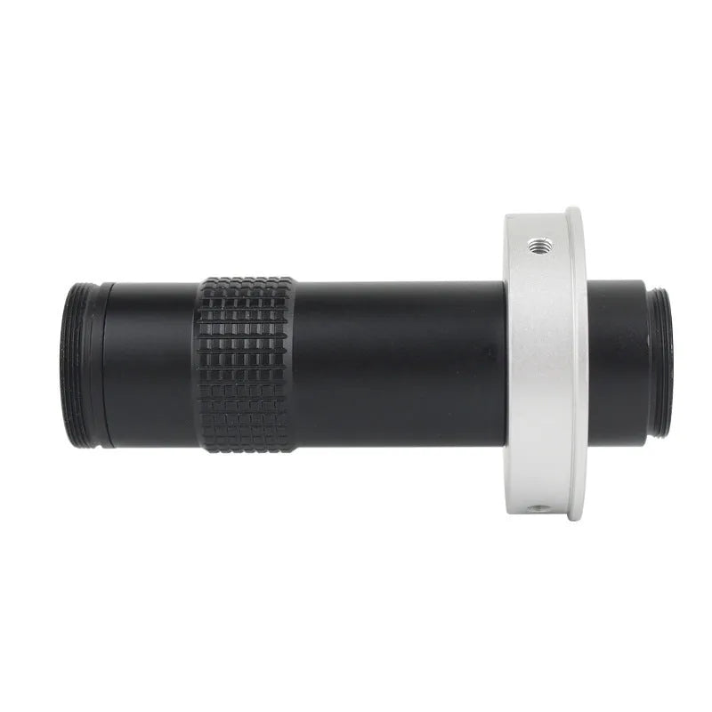 Black industrial camera monocular lens with 130x magnification and 60-300mm working distance