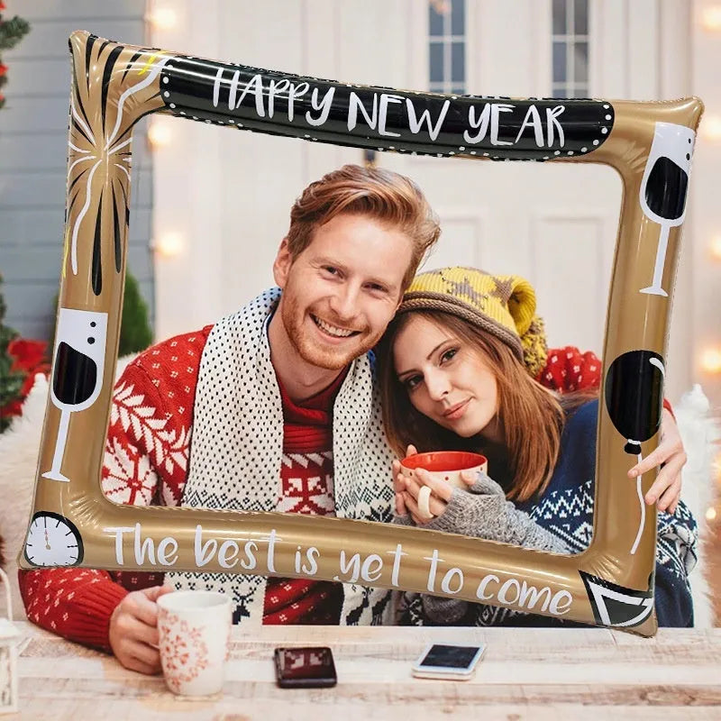 Christmas inflatable photo frame PVC backdrop for holiday pictures and events