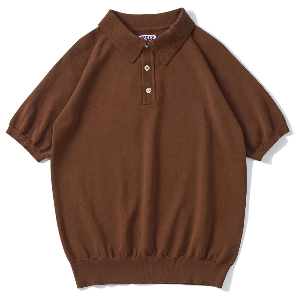 Retro slim-fit short-sleeved cotton T-shirt in solid dark brown colour