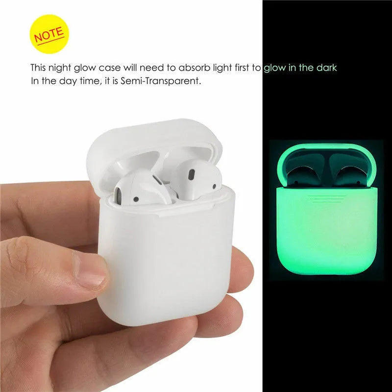 Luminous silicone flip-open storage case for Apple AirPods wireless earphones