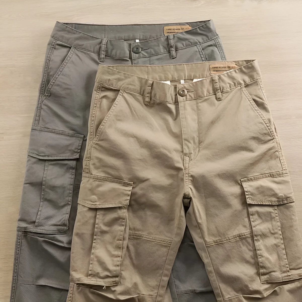 Men's multi-pocket cotton labour protection trousers in cropped length design