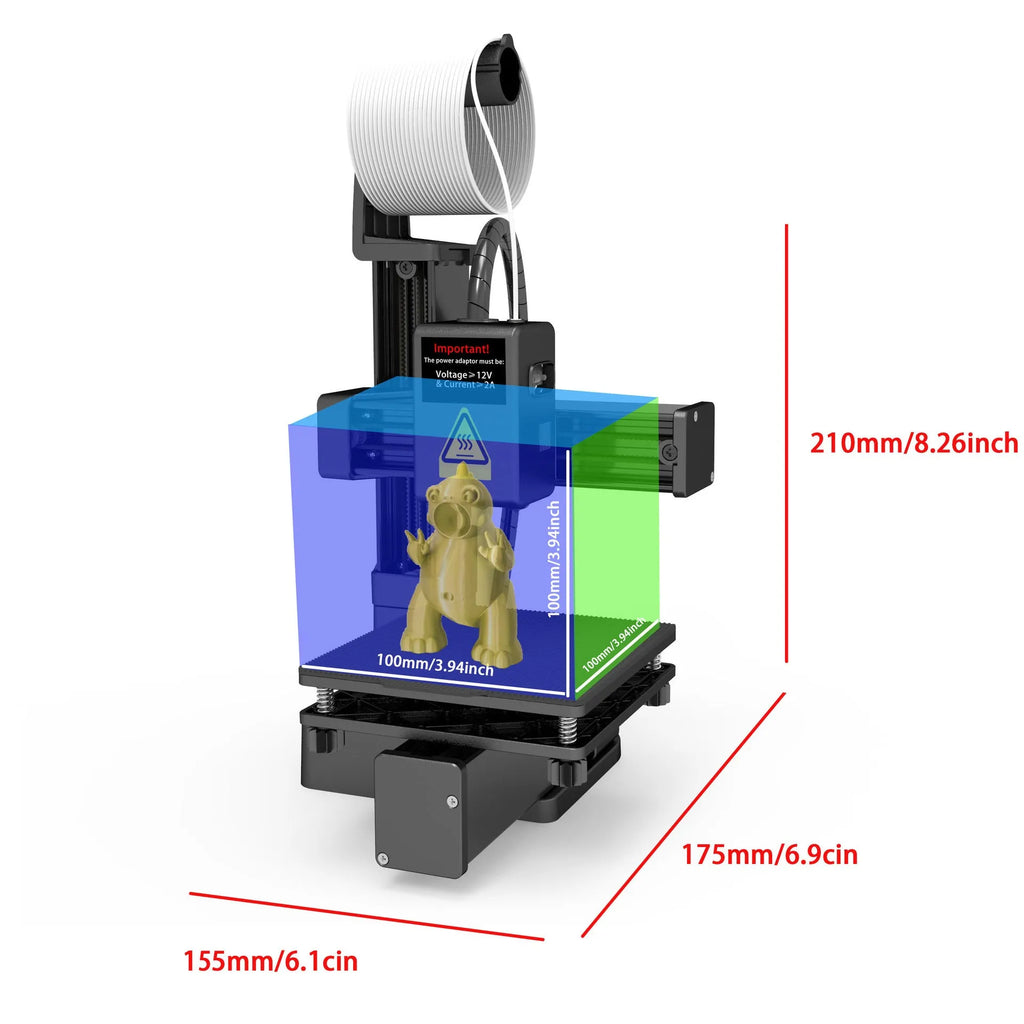 White EasyThreed K10 3D printer with 175mm print volume for TPU and PLA filaments