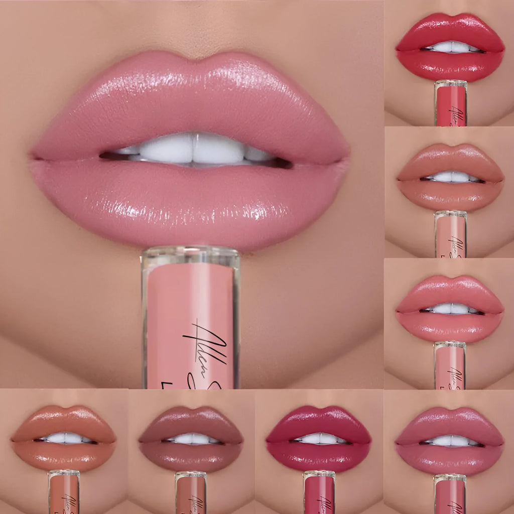Silky cream texture lip gloss lipstick in a tube, available in multiple colour options.