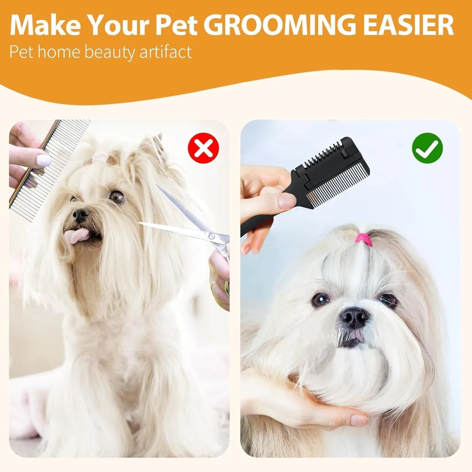 Pet razor comb grooming tool with replacement blades for dogs and cats