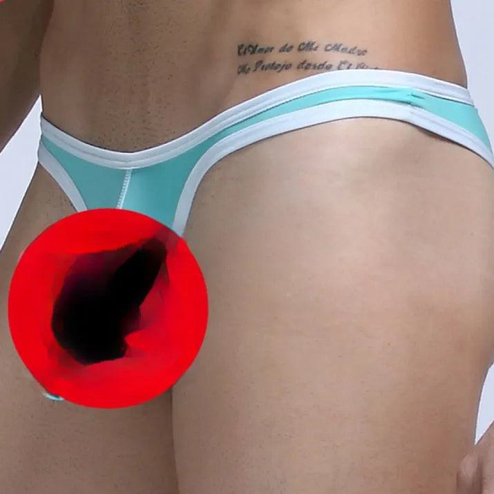 Men's Ice Silk nylon briefs in army green colour on a white background.