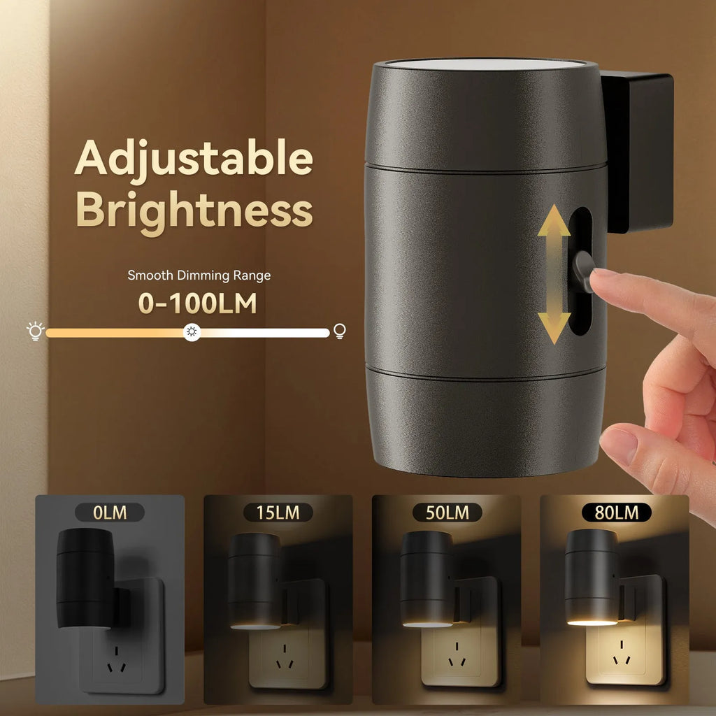 Small white induction night lamp with direct plug and adjustable rotatable head