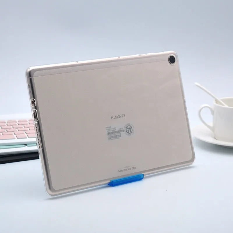 Ultra-thin transparent white silicone and TPU tablet protective case with simple design