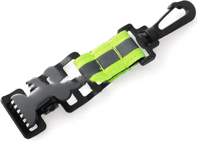 Fluorescent green fireman gloves safety clamp with reflective metal buckle and nylon lining