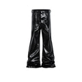 Black shiny patent leather effect skinny jeans with a straight leg and mid waist.