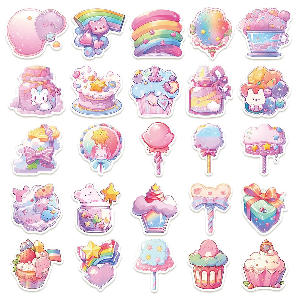 Fresh candy decorative waterproof stickers measuring 4-7cm with cute small object designs