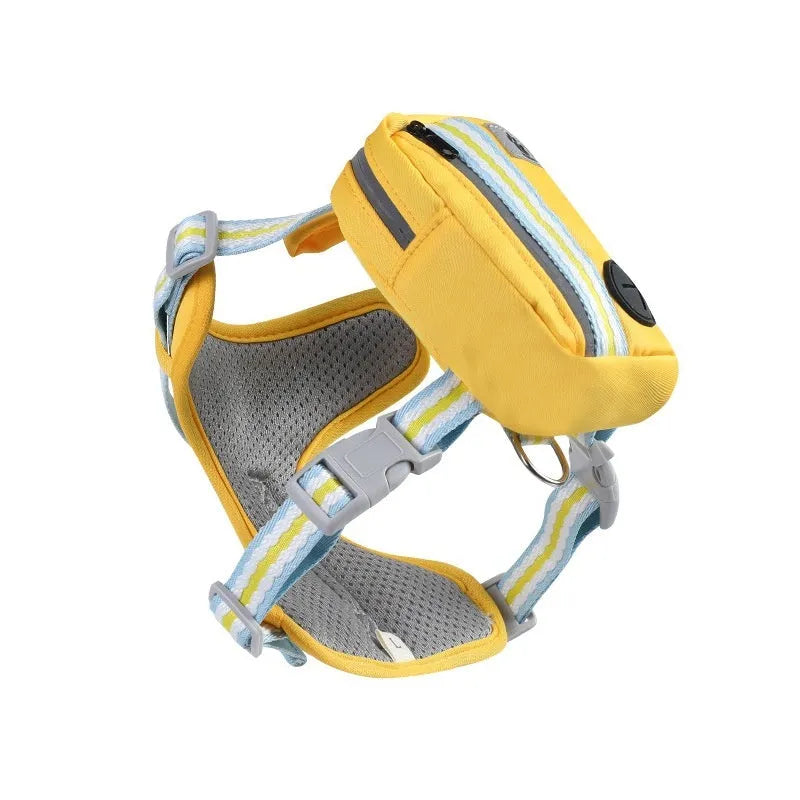 Explosion-proof anti-strangulation dog harness in Oxford cloth with attached holding rope.