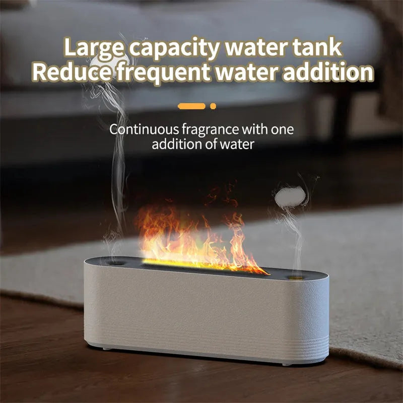 Black Flame Air ultrasonic humidifier and aroma diffuser with coloured LED flame light and visible mist output