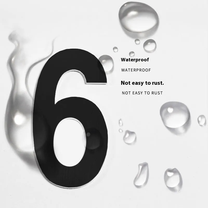 Black stainless steel sticky adhesive house number sign showing the digit 5, 7.5cm tall.