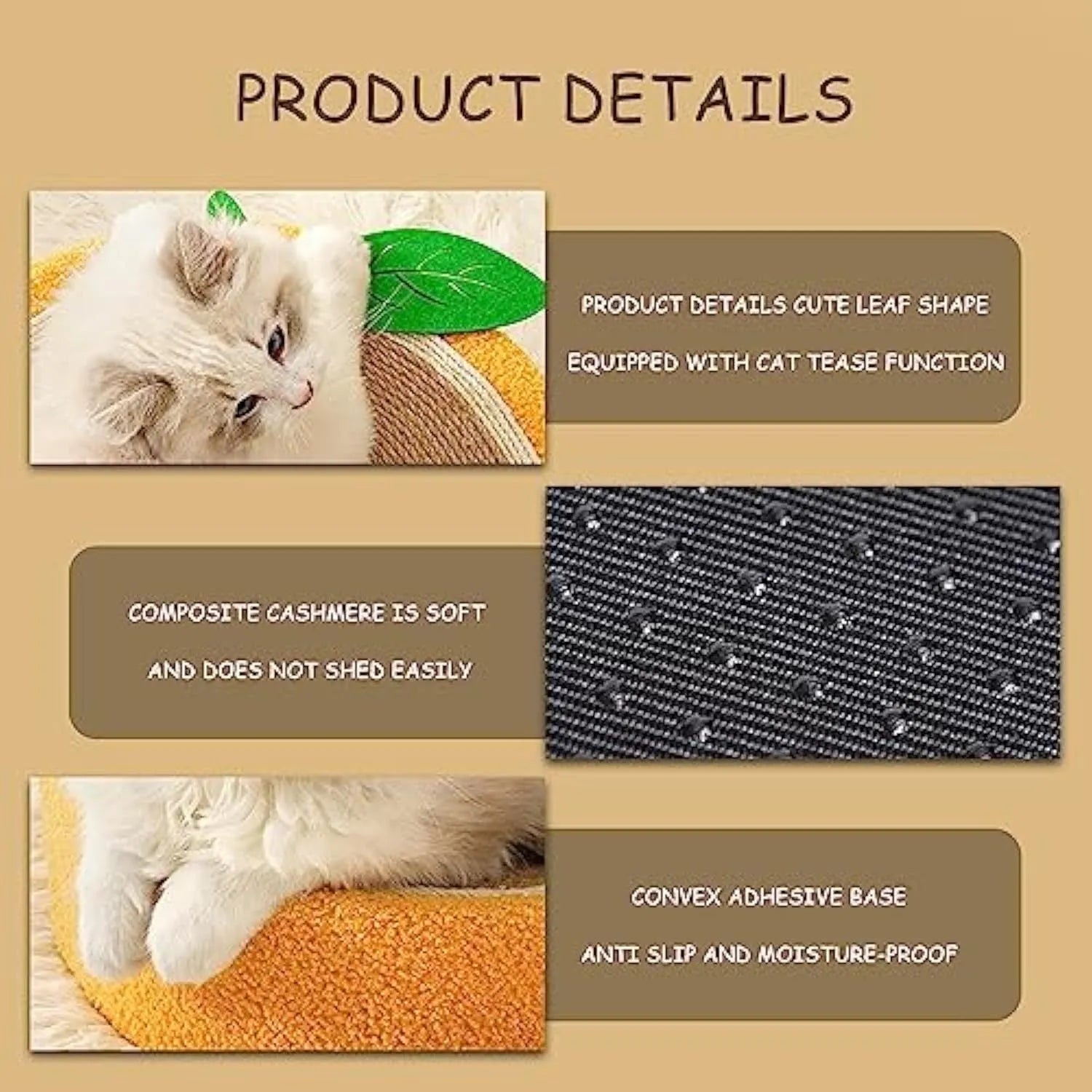 Yellow-orange round cat scratching board with sisal surface and concave centre bed measuring 390mm diameter