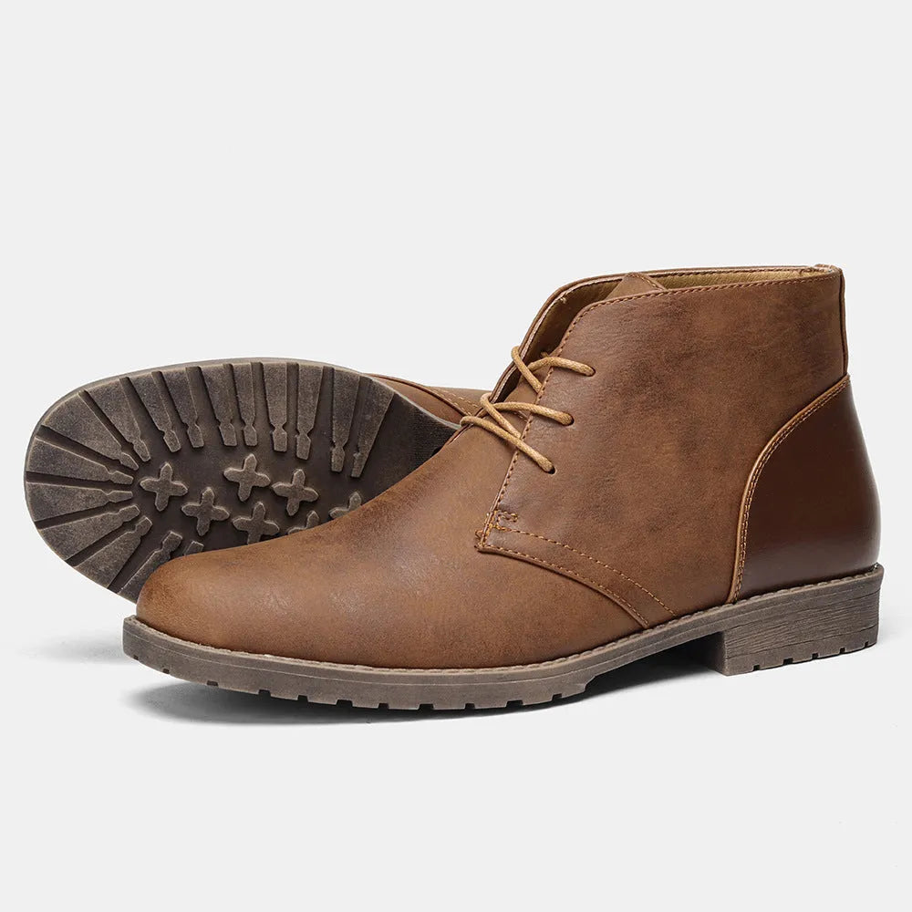 Men's retro style work boots in colour KD785 with PU upper and lace-up front, sizes 39-48