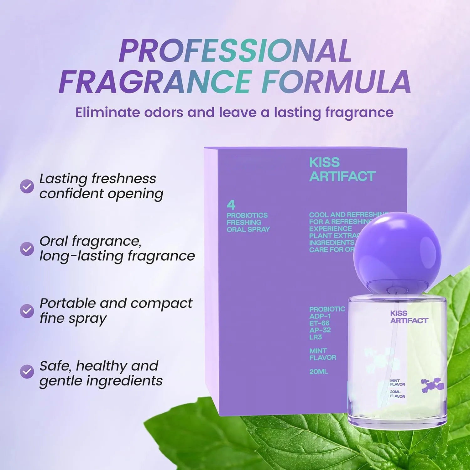 20ml portable oral spray bottle with probiotic formulation for hydrating mouth care